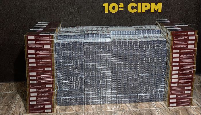 Foto - PMPR Nova Laranjeiras – PMPR apreende 852 maços de cigarros de origem estrangeira